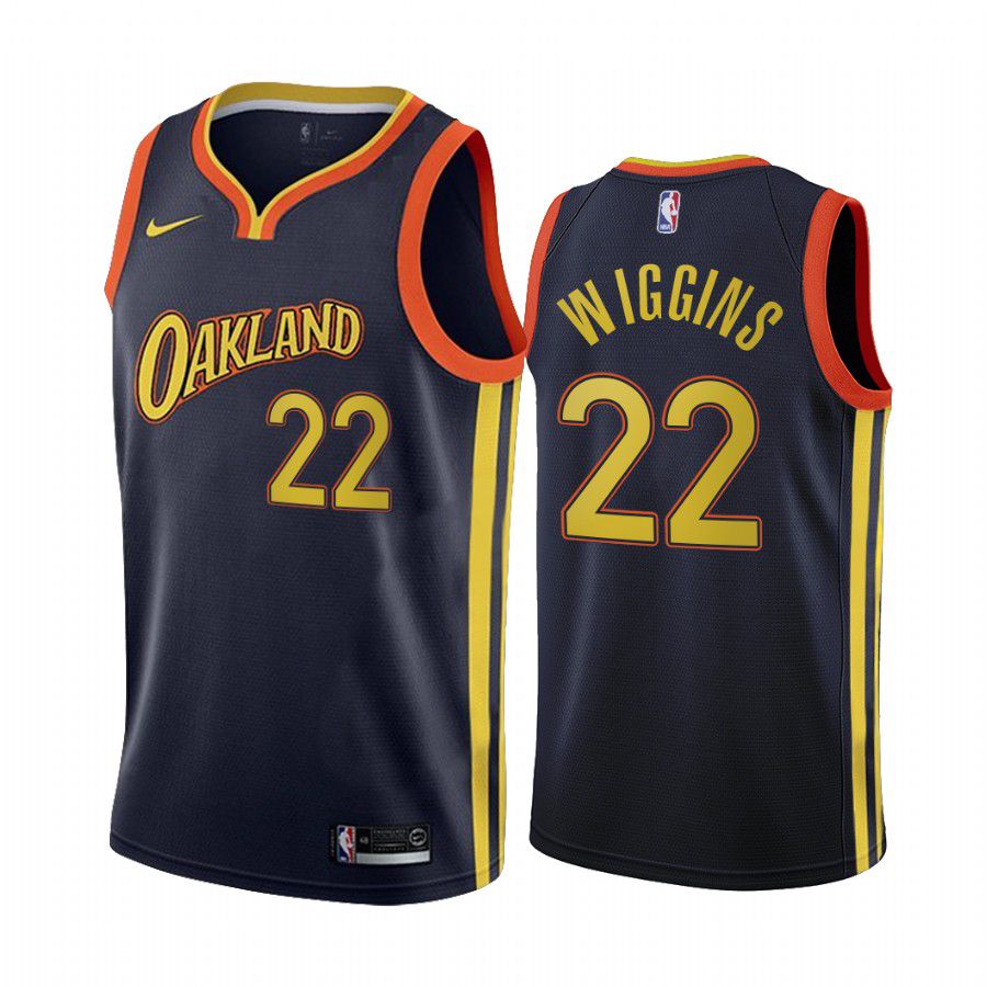 Men Golden State Warriors #22 andrew wiggins navy city edition oakland 2020 nba jersey->golden state warriors->NBA Jersey